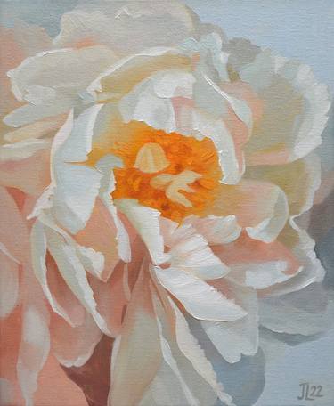 White Peony Flower Bloom Peonies Original Oil Painting Small Size Realistic thumb