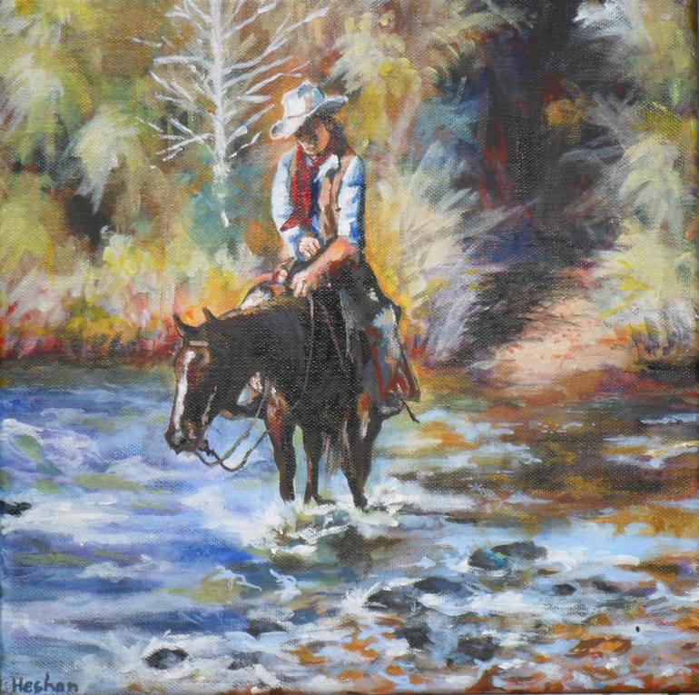 Original Impressionism Horse Painting by Heshan Fernando