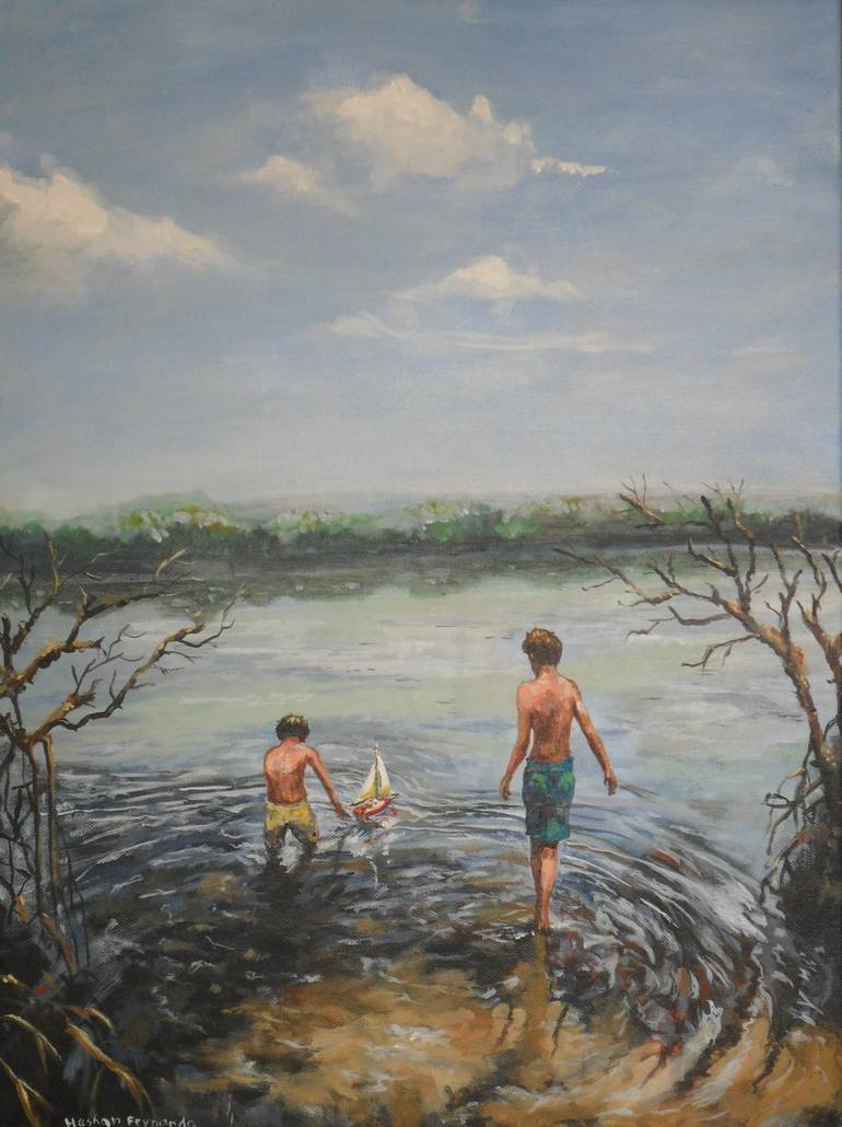 Original Figurative Kids Painting by Heshan Fernando