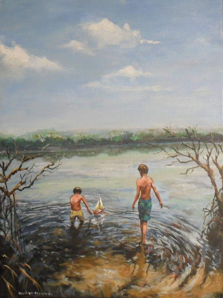 Original Figurative Kids Painting by Heshan Fernando