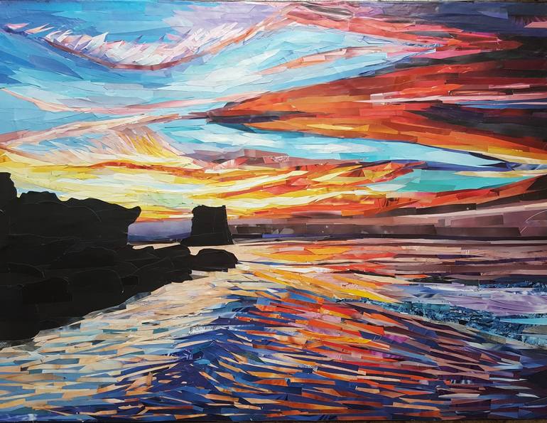 sunset collage art