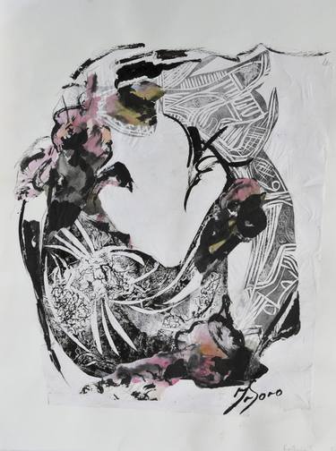 Original Abstract Expressionism Floral Mixed Media by Ira Sorochinsky