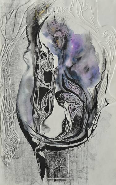Original Abstract Expressionism Floral Mixed Media by Ira Sorochinsky
