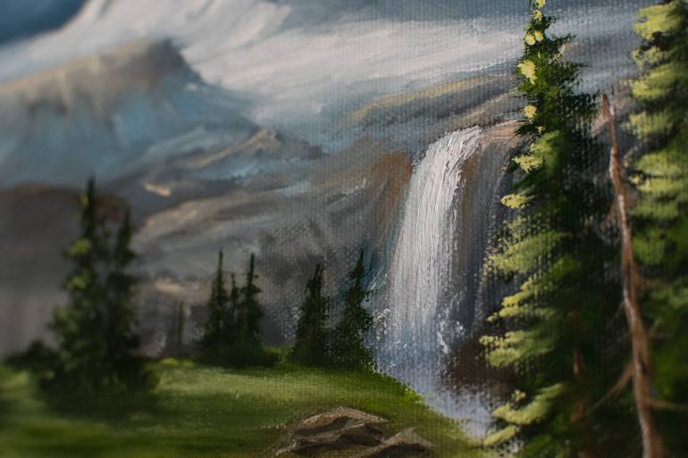 Mountain Waterfall Painting by Mattia Poddi | Saatchi Art Mountain Waterfall Painting by Mattia Poddi | Saatchi Art
