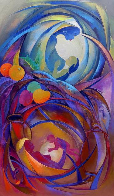 Original Abstract Expressionism Education Paintings by Samuel Prophask  Asamoah