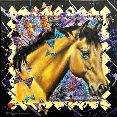 Original Horse Mixed Media by Liz Chappie-Zoller