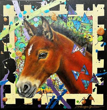 Original Fine Art Horse Mixed Media by Liz Chappie-Zoller