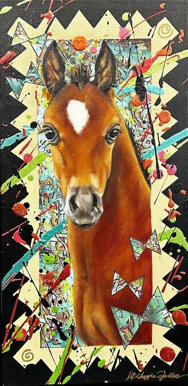 Original Contemporary Horse Mixed Media by Liz Chappie-Zoller