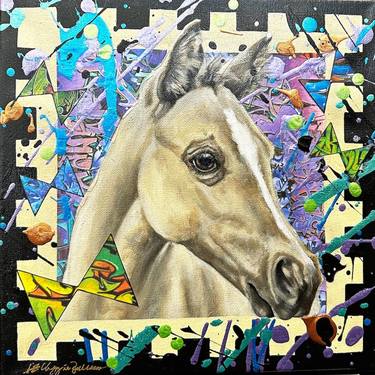 Original Fine Art Horse Mixed Media by Liz Chappie-Zoller