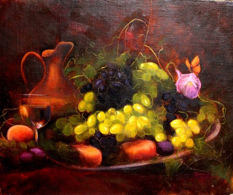 jug and fruit Painting by Olga Usova | Saatchi Art