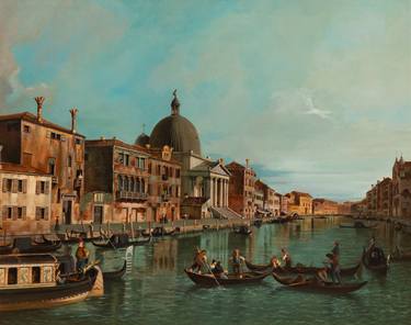 Venice The Grand Canal with S.Simone Piccolo by Canaletto thumb