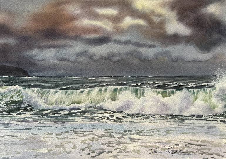Original Impressionism Seascape Painting by Alina Karpova