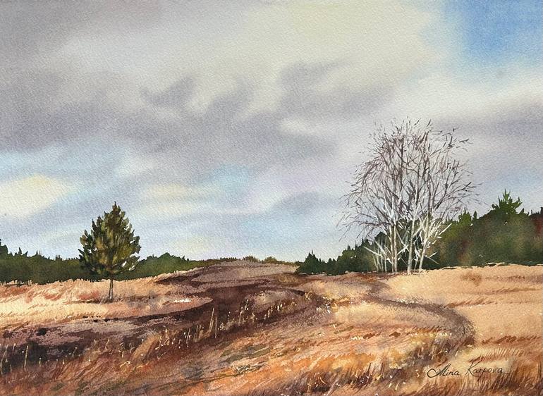 Original Landscape Painting by Alina Karpova | Realism Art on Paper | The colors of autumn