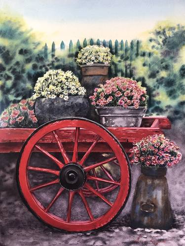 Original Photorealism Garden Paintings by Alina Karpova