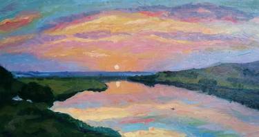 Oil painting "Sunset over the river" thumb