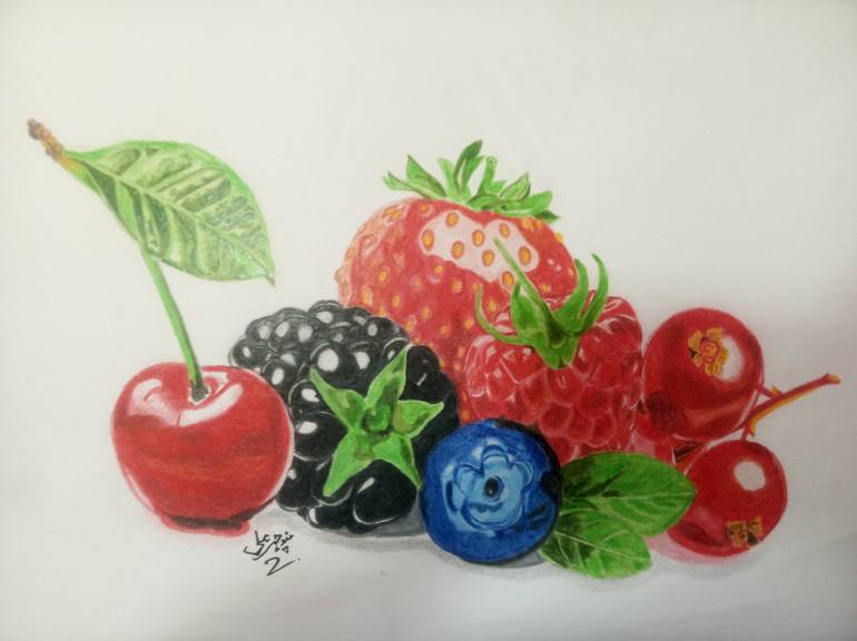 tropical fruits drawing