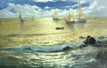 Original Impressionism Yacht Paintings by vladimer sharashidze