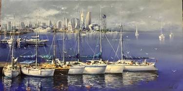 Original Fine Art Boat Paintings by vladimer sharashidze