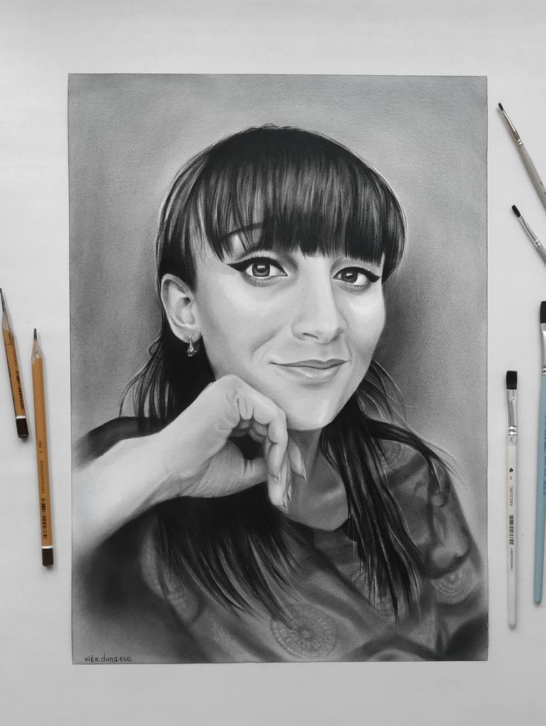 Original Portraiture Portrait Drawing by Vita Dunaeva