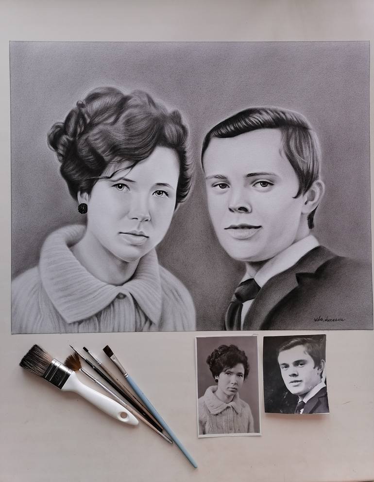 Original Realism Portrait Drawing by Vita Dunaeva