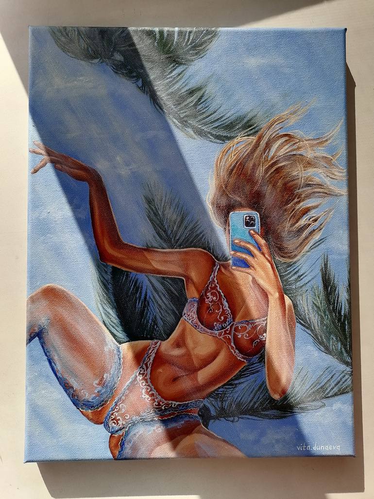 Original Realism Erotic Painting by Vita Dunaeva