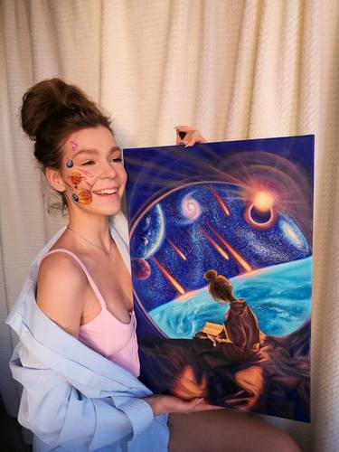 Me and "SPACE" - original oil painting thumb