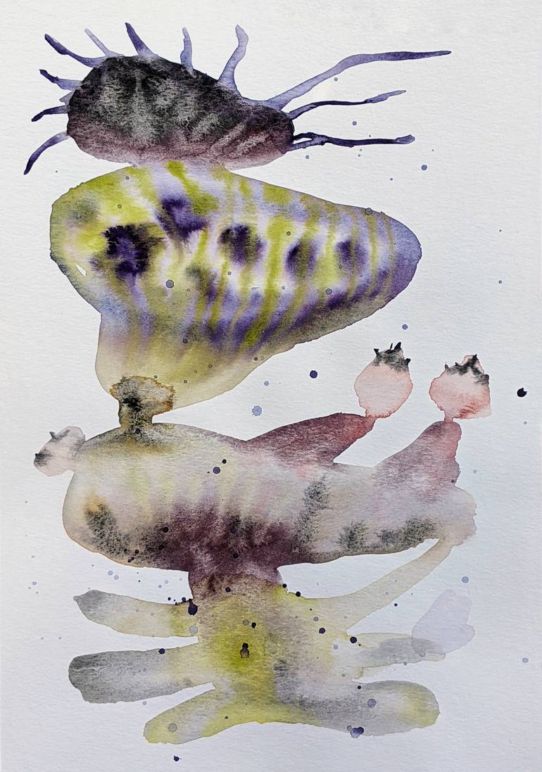 Original Botanic Painting by Vira Malva | Abstract Art on Paper | Whisper of a Thorny Root.