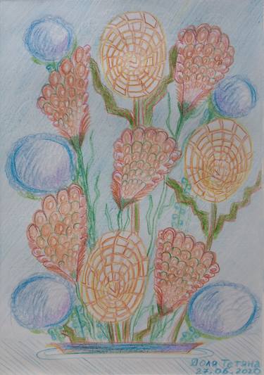 Sketch number 7 Flowers of joy, flowers of Love bright beautiful flowers of the Ukrainian soul and style Picture for good mood festive plot illustration thumb