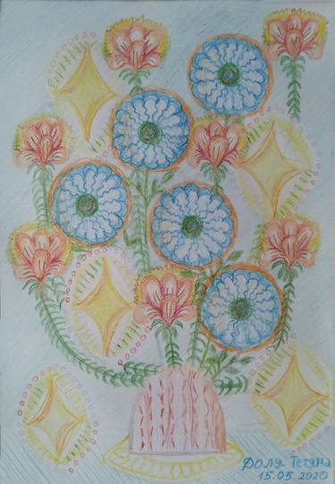 Sketch number 8 Flowers of joy, flowers of Love bright beautiful flowers of the Ukrainian soul and style Picture for good mood festive plot illustration thumb