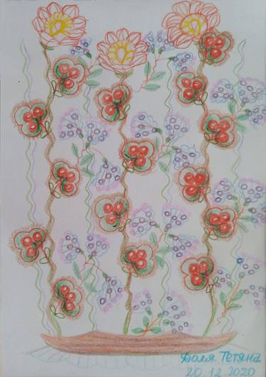 Sketch number 12 Flowers of joy, flowers of Love bright beautiful flowers of the Ukrainian soul and style Picture for good mood festive plot illustration thumb