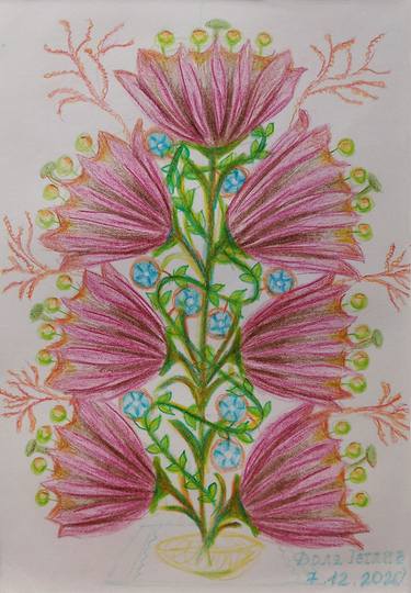 Sketch number 20 Flowers of joy, flowers of Love bright beautiful flowers of the Ukrainian soul and style Picture for good mood festive plot illustration thumb