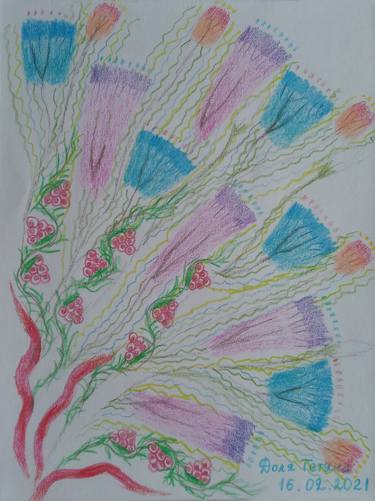 Sketch number 25 Flowers of joy, flowers of Love bright beautiful flowers of the Ukrainian soul and style Picture for good mood festive plot illustration thumb