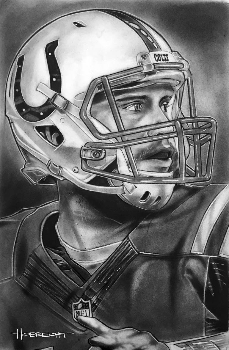 Indianapolis Colts Helmet Andrew Luck - Limited Edition of 500 Printmaking  by Dave Hobrecht