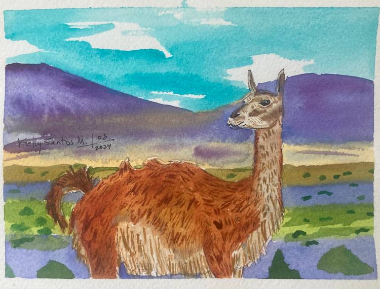 Original Animal Painting by Kelly Santos  Illustration Art on Paper  Atacama