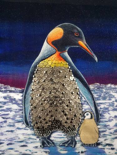 Original Figurative Animal Collage by Marie Lavallee