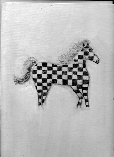 Black and White checker Horse thumb