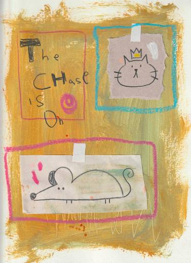 Original Contemporary Cats Mixed Media by Robert Filiuta