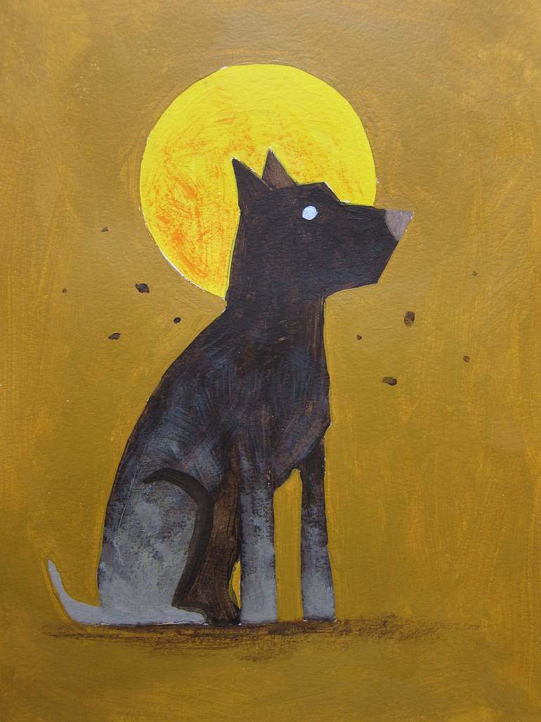 Original Illustration Dogs Painting by Robert Filiuta