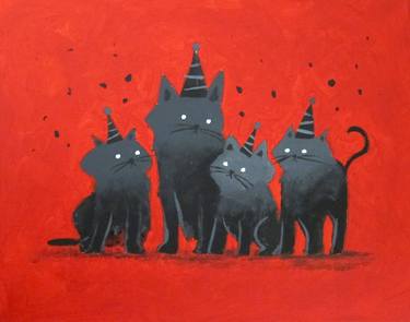 Print of Fine Art Cats Paintings by Robert Filiuta