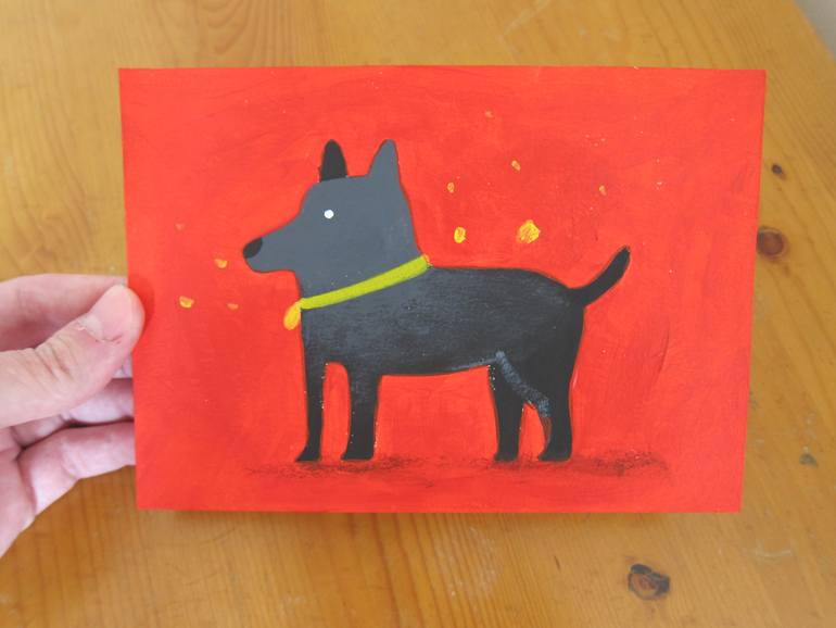 Original Folk Dogs Painting by Robert Filiuta