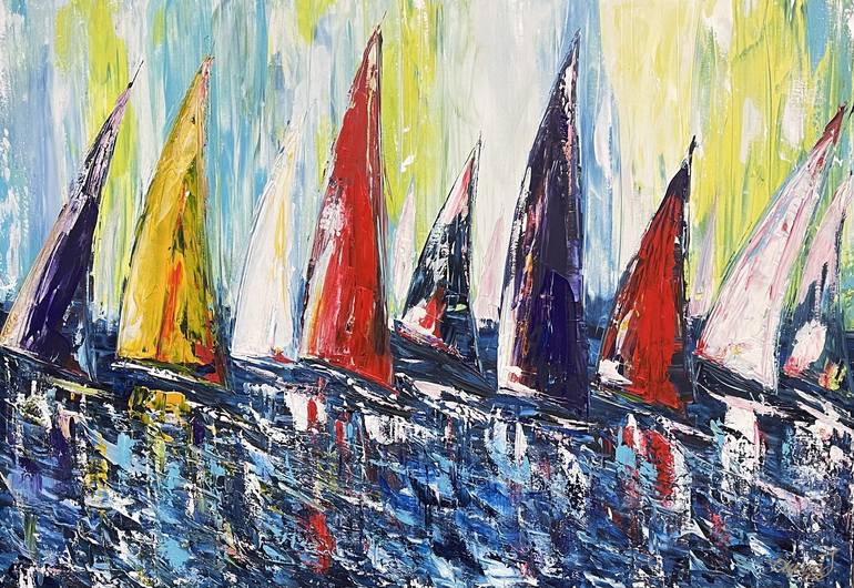 Regatta/ Sailing XXL Painting by Olya Jonas | Saatchi