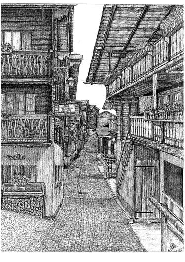 Wooden houses from The Alpine village thumb