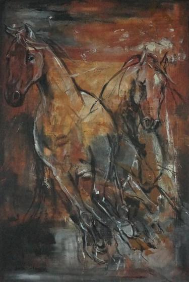 Original Abstract Expressionism Horse Paintings by Artem Usá