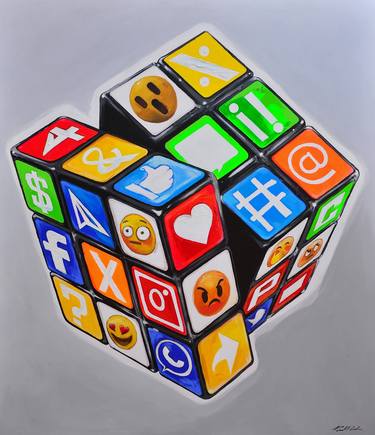 Original Geometric Language Paintings by Frank David  Valdes Hernandez 
