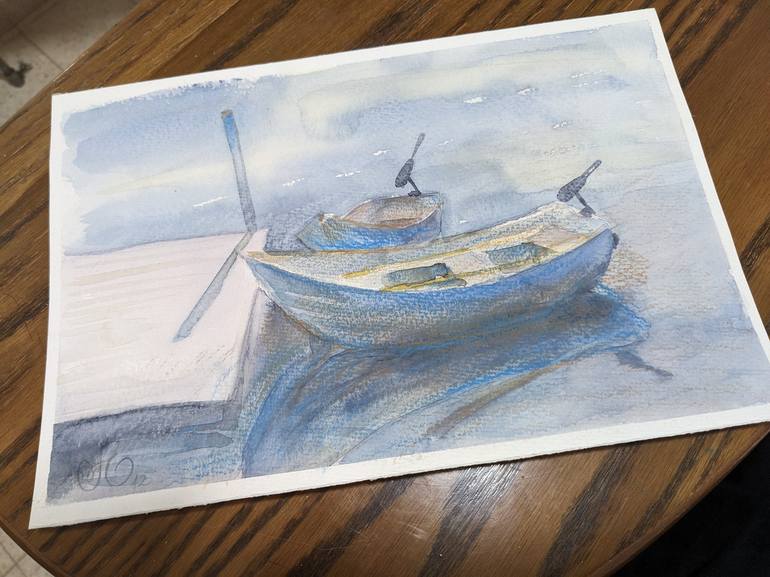 Original Realism Boat Painting by Yulia Zuk