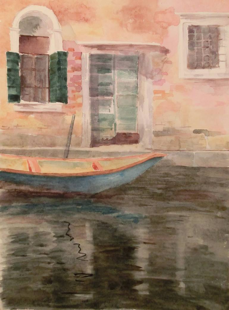 Original Realism Boat Painting by Yulia Zuk