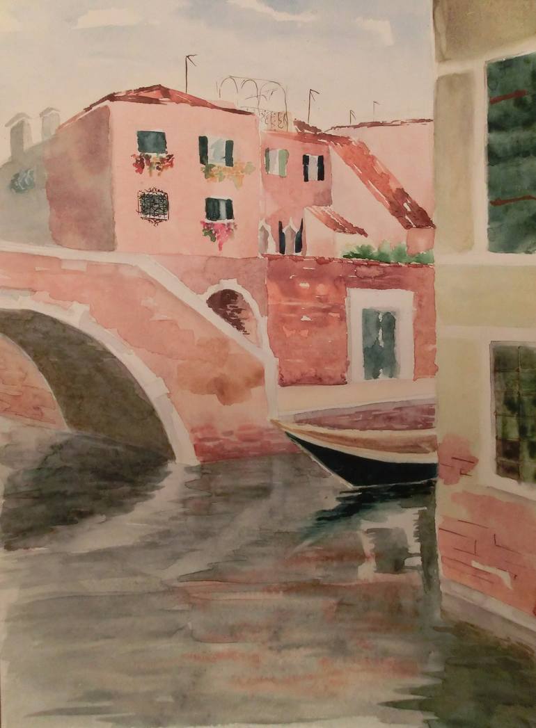 Original Realism Boat Painting by Yulia Zuk