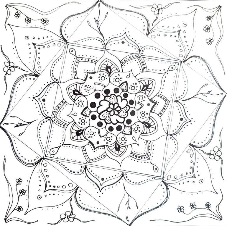 Original Geometric Abstract Drawing by Yulia Zuk