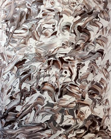 Brown n Silver Abstract Artwork, Room Decor, Canvas Painting thumb