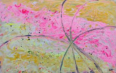 A Serene Place, Pink and Mustard Artwork, Abstract Painting thumb